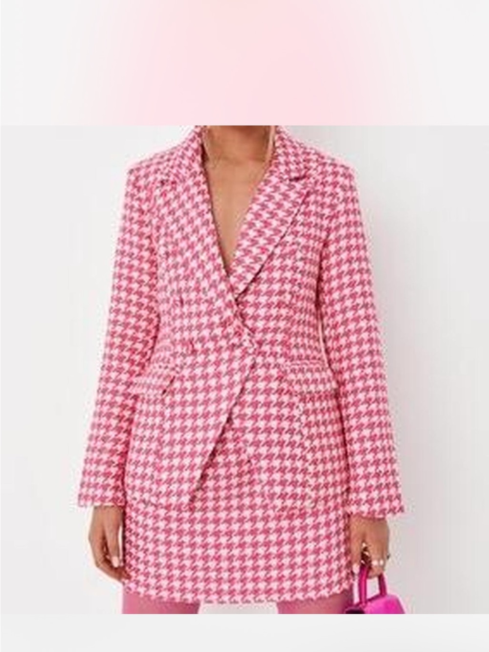 Missguided Neon Pink Houndstooth Tailored Blazer Sz 12